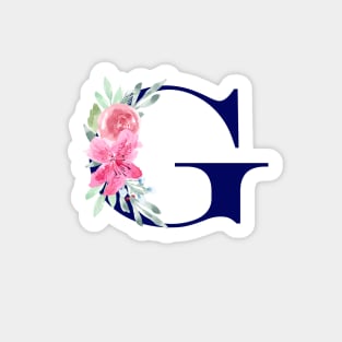 Watercolor Floral Letter G in Navy Sticker